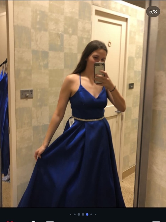 Dresses & Skirts - Elegant Spaghetti Strap Satin Evening Dress in Royal Blue